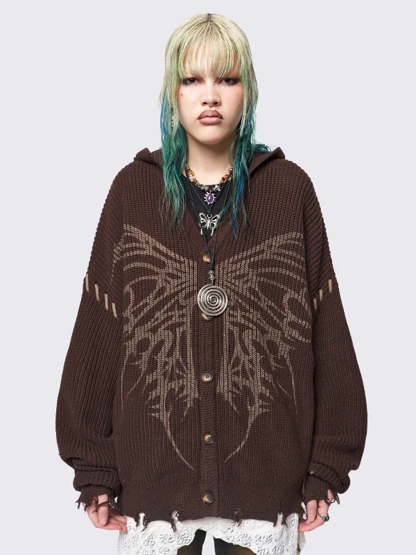 Flutterby Hooded Knit Cardigan