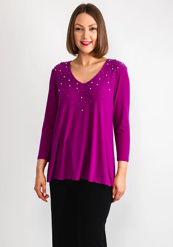 Joseph Ribkoff Embellished V Neck Top, Empress