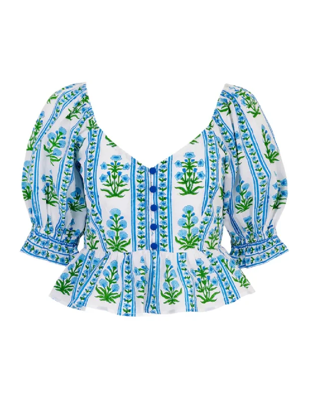 Indigo Border Agnes Blouse