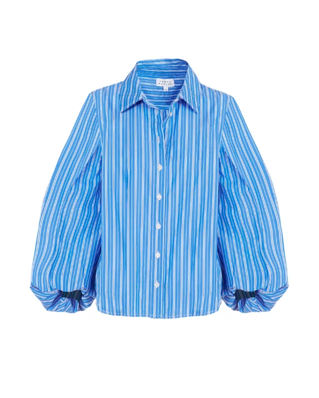 Marina Stripe Top in Cerulean Blue