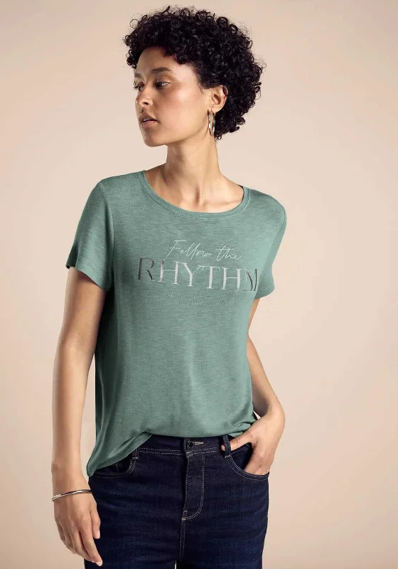 Street One Embellished Graphic T Shirt, Green