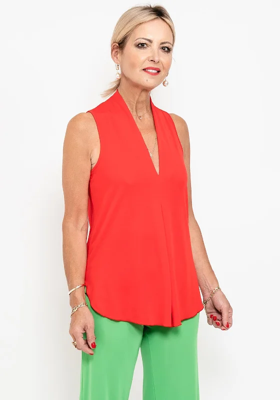 Seventy1 Sleeveless V Neck Print Top, Red