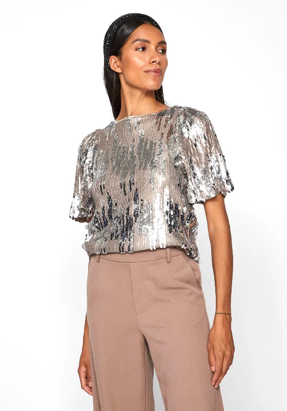 Vila Maya Sequins Blouse, Silver