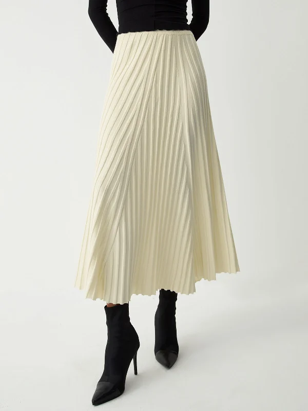 BerryBetty - Cream Pleat Maxi Knit Skirt