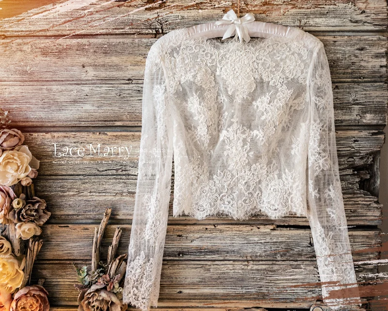 MAGNOLIA #3 / Elegant Lace Bridal Top with Long Sleeves