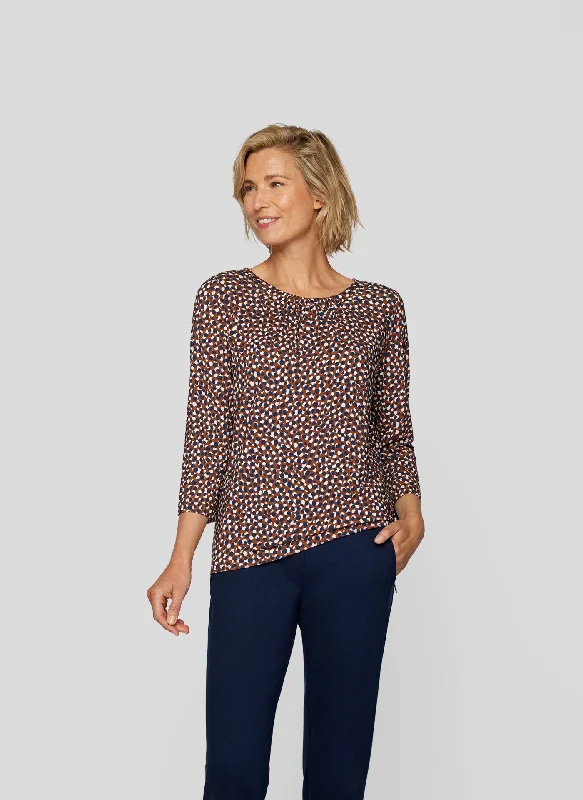 Rabe Spot Print Top, Brown Multi