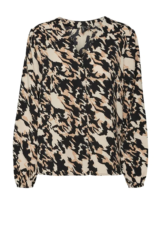 Vero Moda Nora V-Neck Print Blouse, Oatmeal