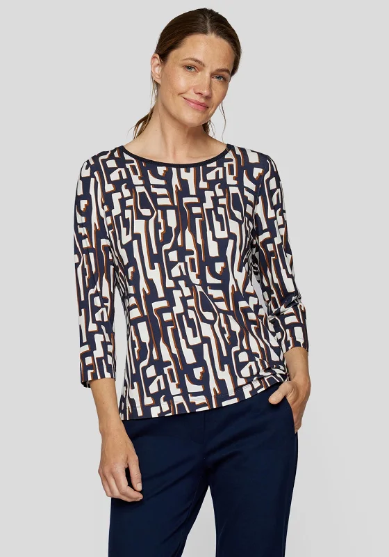 Rabe Geometric Print T-Shirt, Navy Multi