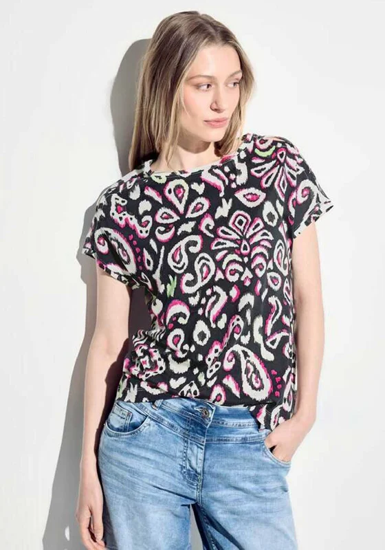 Cecil Paisley Inspired Printed T-Shirt, Black