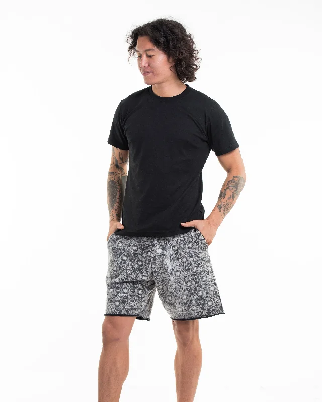 Unisex Pyramid Eye Stone Washed Shorts in Black