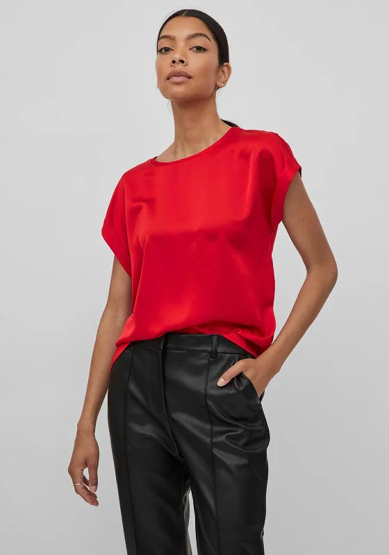 Vila Ellette Satin Top, Barbados Cherry