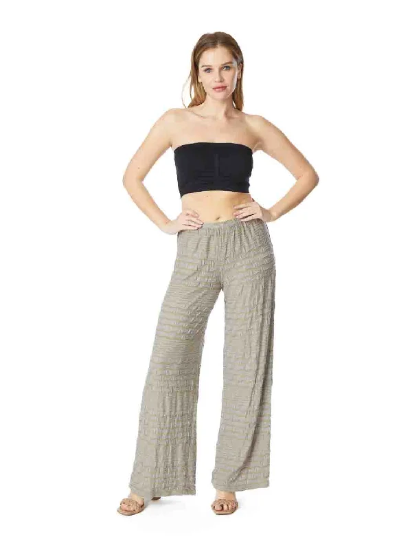 Tianello Taupe Stripe Knit Flood Pant-SLATE