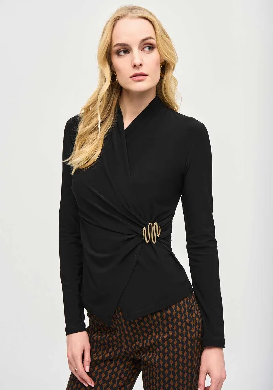 Joseph Ribkoff Brooch Waist Wrap Top, Black