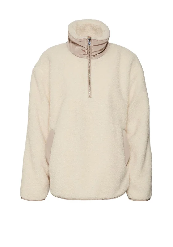 Vero Moda Lune Half Zip Fleece, Oatmeal