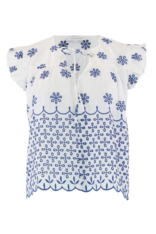 Continue - Lilly Embrodery - Offwhite W Blue Emb