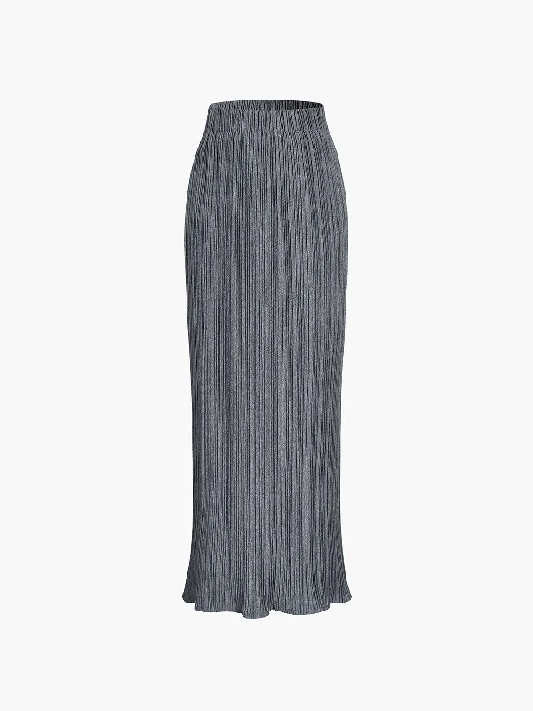 BerryBetty - Nice And Clear Rib Slit Midi Skirt