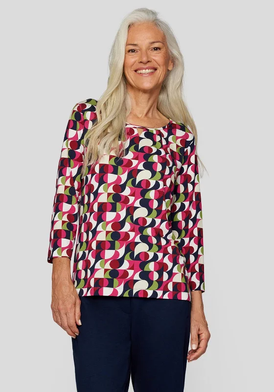 Rabe Keyhole Neck Printed Top, Fuchsia Multi