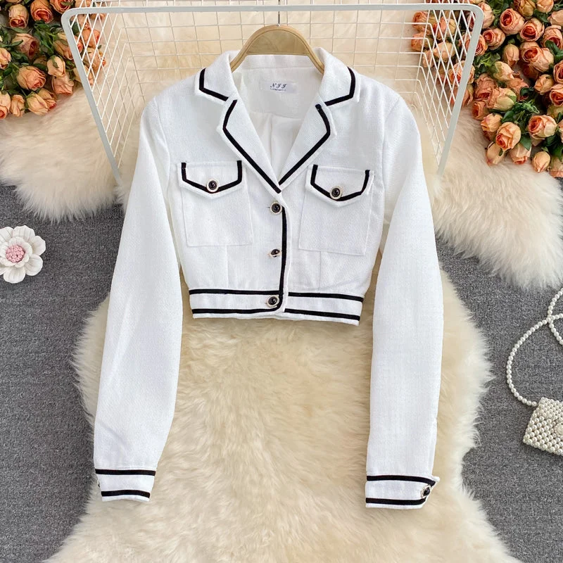 Small fragrance suit collar coat female French celebrity temperament  1682