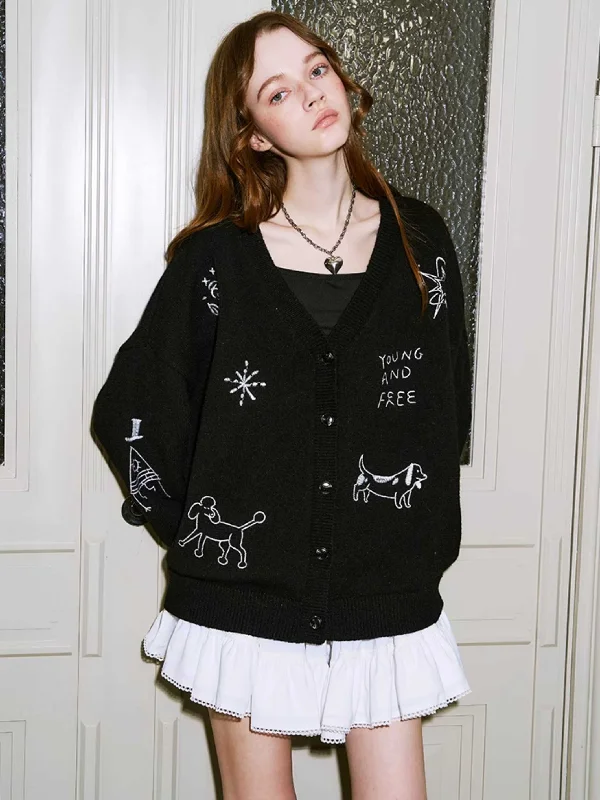 V-NECK PUPPY KNIT CARDIGAN JACKET [S0000010796]